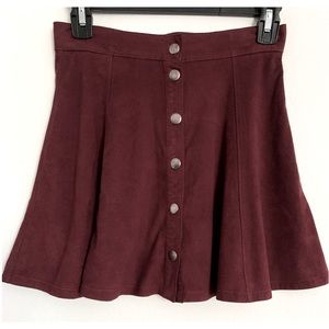 Full Tilt Burgundy Suede Mini Front Clip Skirt Y2K  Size S